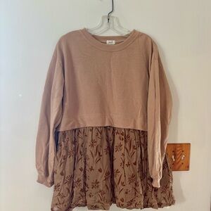 Floral Tan Tunic Top